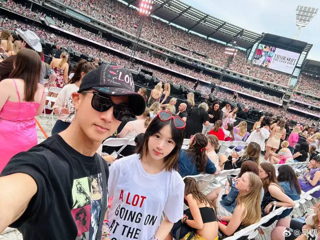 Wu Chun and his daughter Nei Nei pictured at the Taylor Swift Eras concert in Melbourne